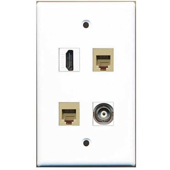 RiteAV - 1 Port HDMI 2 Port Phone RJ11 RJ12 Beige 1 Port BNC Wall Plate