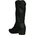 thumbnail image 3 of Women Leatherette Western Stitch Pointy Toe Mid Calf Boots 18270, 3 of 8