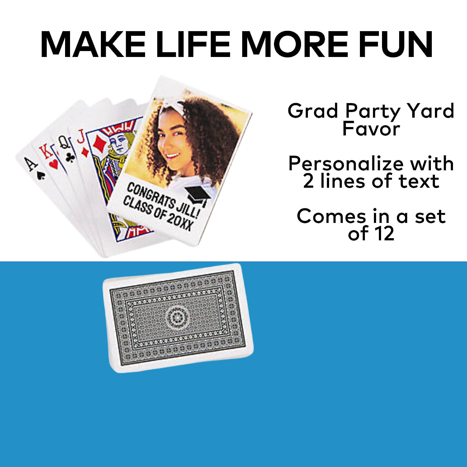Fun Express Graduation Playing Cards with Custom Photo Box - 12 Pieces