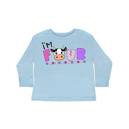 

Inktastic I m 4 Cute Cow and Polka Dots Gift Toddler Boy or Toddler Girl Long Sleeve T-Shirt