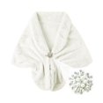 thumbnail image 3 of Women's Shawl Wrap Stole with Pearl Rhinestone Brooch Pin, Bridal Long Shrug Cape Winter Warm Scarf Wrap for Wedding Party, 3 of 7