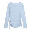 thumbnail image 4 of ZHOGXU Athletic Womens Long Sleeve T Shirt Round Neck Side Drawstring Loose Fit Tops Comfortable Everyday Wear, 4 of 4