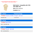 thumbnail image 2 of Bulb Socket - Compatible with 1998 - 2001 BMW 740i 1999 2000, 2 of 2