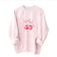 thumbnail image 5 of YUGYXL Womens Oversized Sweatshirts Casual Crewneck Long Sleeve Shirts Bow Cherry Printed Outfits Fall Comfy Clothes B Pink XL, 5 of 7