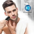 thumbnail image 2 of Man Mini Shaver Portable Battery Powered Rechargeable USB Rotatable Detachable LED Home Interface Handheld Rotary Home Business Travel Trimmer Clippers Blue, 2 of 9