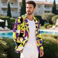 thumbnail image 4 of HELLHERO Geometric Triangle Pattern Lightweight Mens Blazer Suit Jacket, Tailored Polyester Business Casual Suit for Work Prom, 4 of 8