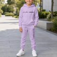 thumbnail image 2 of CONZONE Little Boys Outfits 2 Piece Letter Graphic Long Sleeve Hoodies Pants Set Cozy Fall Winter Clothes for Kids, 2 of 5