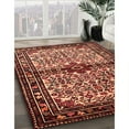thumbnail image 3 of Ahgly Tapis Rond Traditionnel Lavable en Machine Safran Rouge, 3 Pieds Rond, 3 of 7