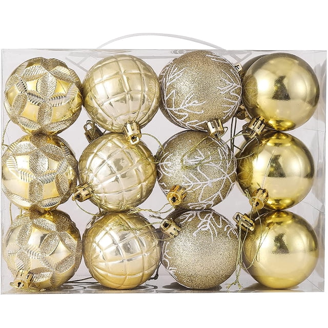 Bolas de Navidad Adornos de bolas de árbol de Navidad inastillables Decoraciones para árboles de Navidad Banquete de boda Decoración para el hogar Ganchos de 2.36 pulgadas incluidos Vhermosa 0915-WMZL-2224-2