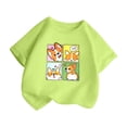 thumbnail image 3 of Chemises pour Filles Mode Personnalité Imprimée Col Rond Manches Courtes Tee Été Décontracté Ample Hauts pour Filles, Tees Vert Clair 2 Ans-4 Ans, 3 of 5