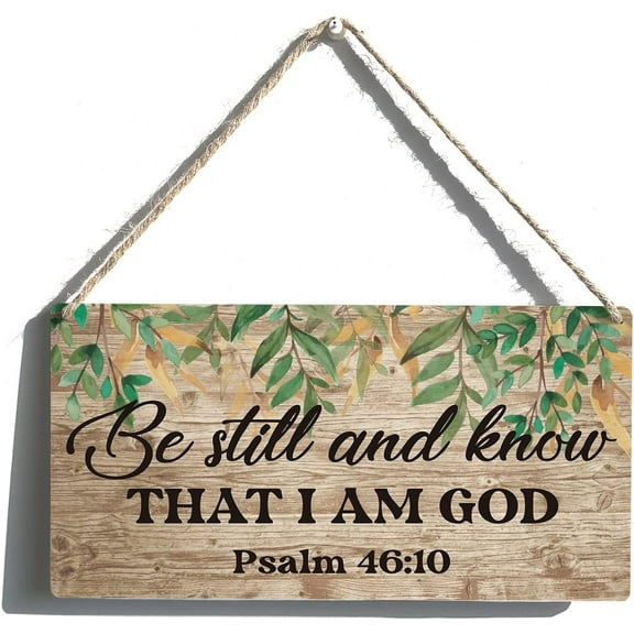 Wood Sign 5x10 Inch Inspirational Bible Gift Wood Signs Be Still And Know That I Am God Hanging Sign Plank Plaque Wall Art Decor Front Door Porch Kitchen Coffee Garden Bar Pub Hotel Gift For Women Men