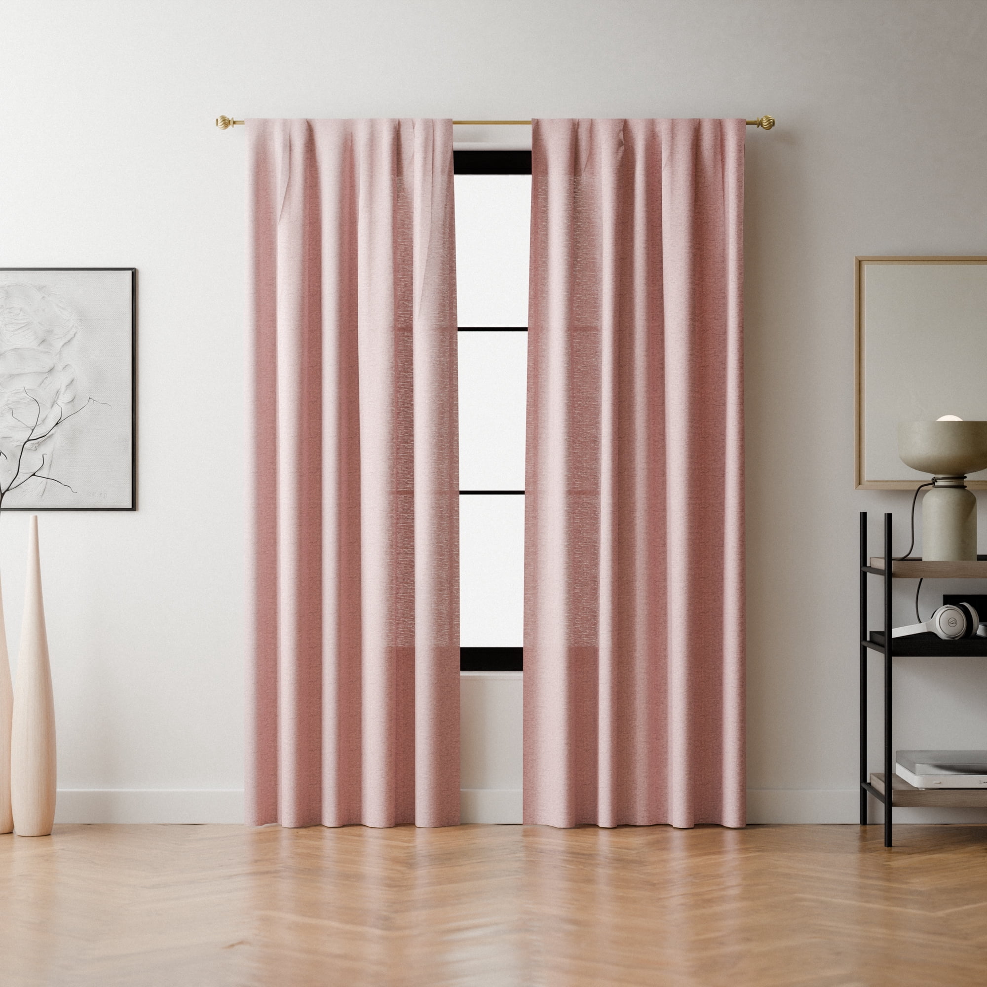 (2 pack) Mainstays 3/4" Gold Knob Adjustable Single Curtain Rod Set, 30"-84"