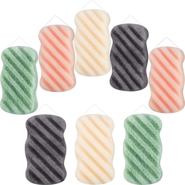 Esponja de ducha de baño suave de 8 piezas, depurador de puf corporal, esponjas de limpieza Facial exfoliantes, esponja vegetal de espuma para mujeres, hombres y niños Namotu CZMR-ST220