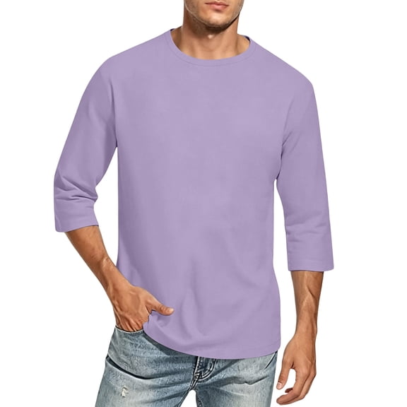 Men's Big and Tall Shirts 3/4 Sleeve Cotton Tee Crew Neck Oversize Tops Casual Loose Fit Pullover T Shirts