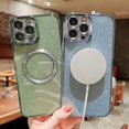 thumbnail image 4 of Compatible with iPhone 13 Pro Max 6.7 Inch Case,Luxury Magnetic Glitter Plating Bling Sparkle Shiny Clear Phone Case with Camera Protection,Compatible with MagSafe for Women Girls-Blue, 4 of 12