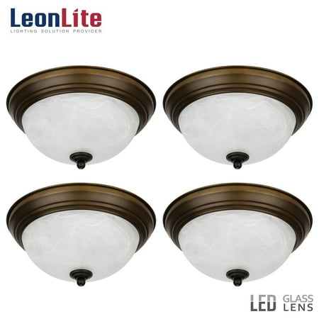 Leonlite 4 Pack 11 Inch Led Ceiling Mount Light Fixture 15w Leonlite 4 Pack 11 Inch Led Ceiling Mount Light Fixture 15w Lights Alabaster Glass Shade For Kitchen Oil Rubbed Bronze Com