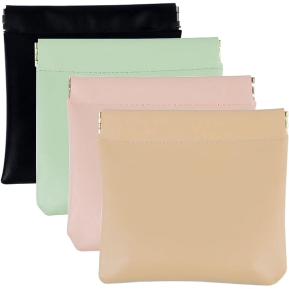 GASTROPOD 4 Pcs Small Makeup Bag for Purse,Mini Portable Cosmetic Pouch for Women,Coin Purse Lipstick Cosmetic Accessories Organizer,Travel Storage Pouch,Black,Pink,Light Green,Apricot
