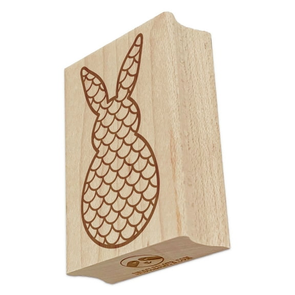 Bunny Pattern Mermaid Scales Easter Rabbit Rectangle Rubber Stamp Stamping Scrapbooking Crafting - Small 1.7in