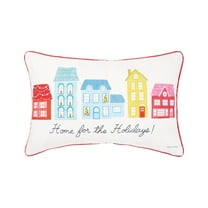 Village Holiday Printed & Embellished Christmas Throw Pillow