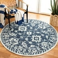 thumbnail image 4 of SAFAVIEH Micro-Loop Kevin Floral Bordered Area Rug, Navy/Taupe, 5' x 5' Round, 4 of 10