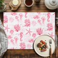thumbnail image 2 of Placemats Set of 6, Pink Jellyfish Place Mats Coral Starfish Seahorse Tablemats Washable Placemat Table Decoration for Kitchen Table Dinner Party Home Decor Indoor Outdoor 13x19 Inch, 2 of 9