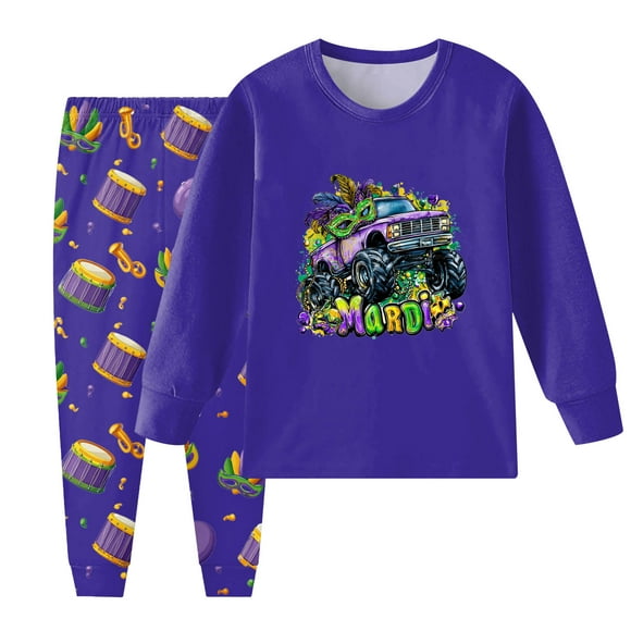 gdxvjhbj Girls Sleepwear Little Big Girls Pajamas Set Long Sleeve PJs Pajamas Size 6-7 (Blue,6-7 Years)