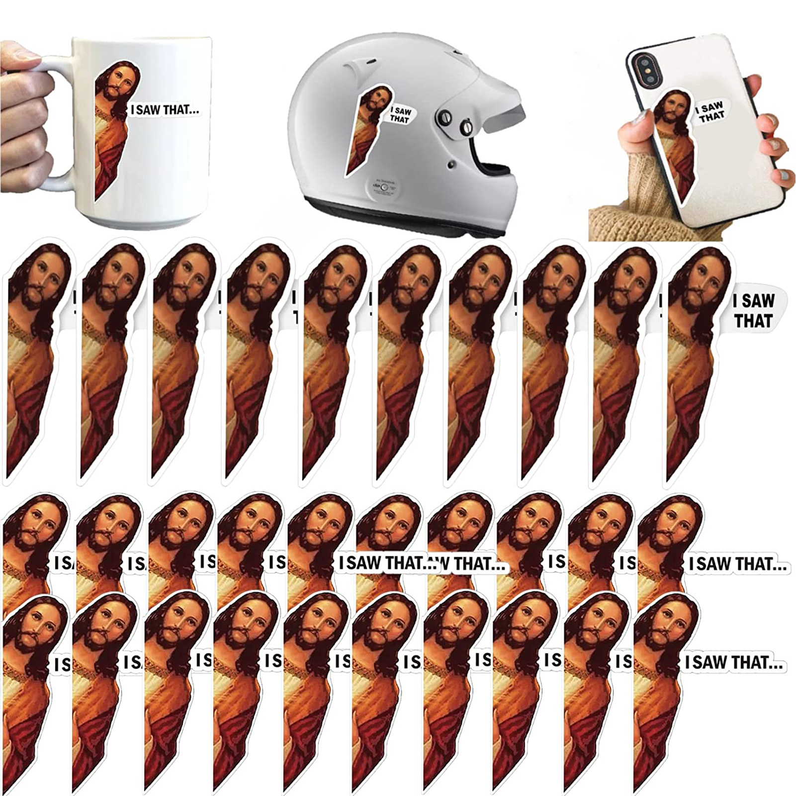 SHIYAO 30 PCS I Saw That Jesus Stickers, Funny Jesus Car Bumper Sticker