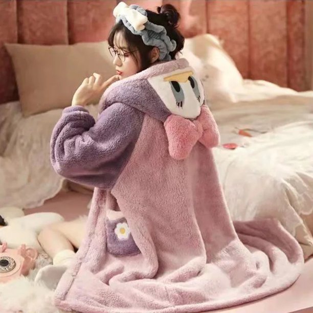 Lindo pijamas de lana Coral largo y grueso parejas bata de perro jengibre ropa de dormir azul ropa de invierno para el hogar mono de felpa suave