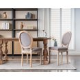 thumbnail image 3 of Guyou Farmhouse Dining Chairs Set of 2, French Wooden Country Upholstered Linen Oval Side Chair with Round Back for Restaurant Living Room Kitchen Dining Room, Grey, 3 of 12