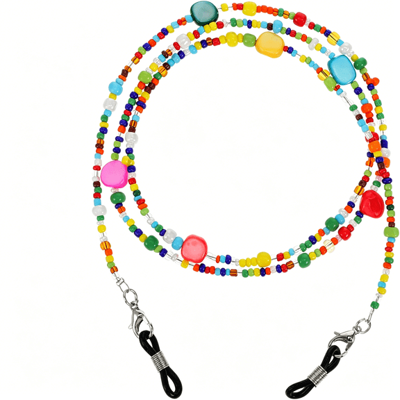 XIRQI Eyeglass Chain,Colorful Bead Women'S Eyeglass Chain,Mask Lanyard,Beaded Eye Glasses Strap Holders Around Neck for Women,Reading Glasses Necklace Lanyard (Rainbow Beads)