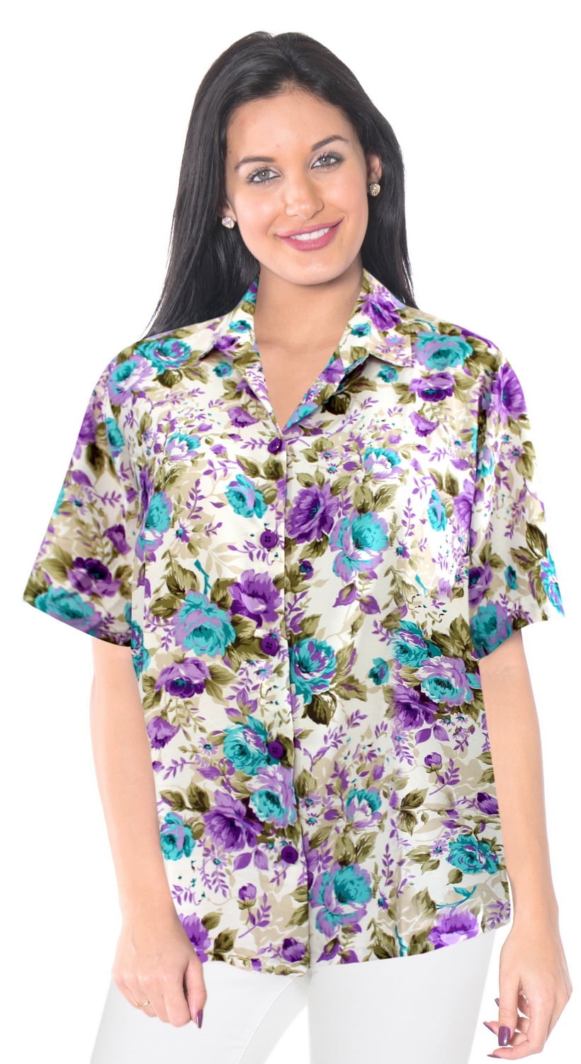 HAPPY BAY - HAPPY BAY Women's Plus Size Hawaiian Shirt Aloha Blouse ...