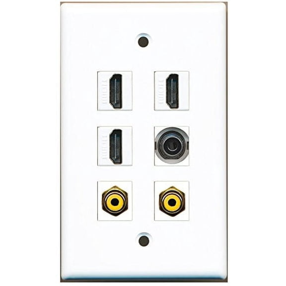 RiteAV - 3 HDMI 2 Port RCA Yellow 1 Port 3.5mm Wall Plate