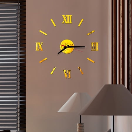 IFANLANDOR Golden Acrylic Frameless Wall Clock Large Size Decorative for Classroom and Office