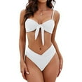 thumbnail image 4 of Fsqjgq Womens V Neck Tankinis Swimsuits Front Tie Knot Backless Two Piece Bikini Sets Solid Brazilian Bathing Suit Beachwear XS, 4 of 4