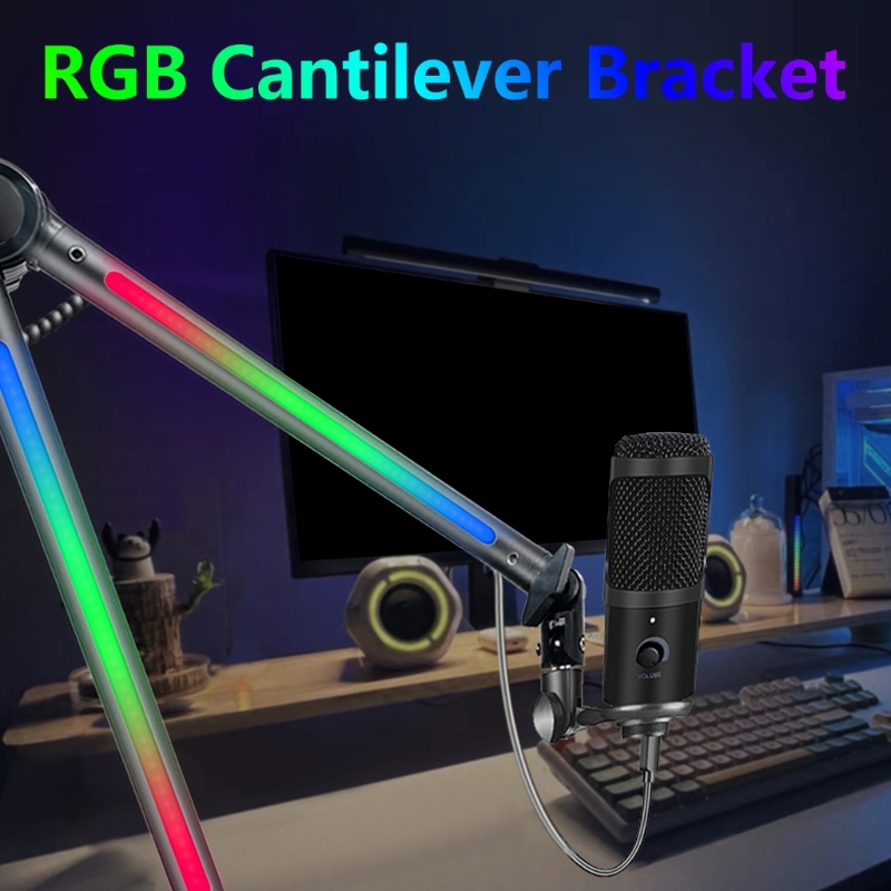 Adjustable LED Mic Boom Arm Suspension Boom Scissor For Professional Recording