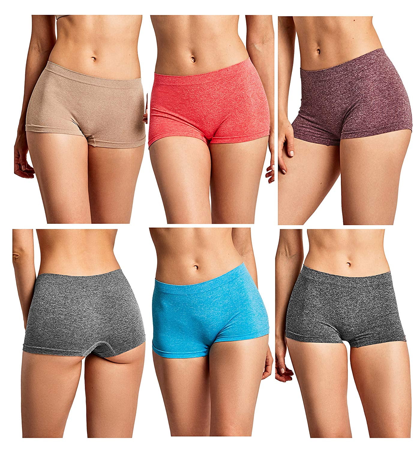 GILBIN'S Women Seamless Stretch Boy Shorts Panties Various Styles (Pack