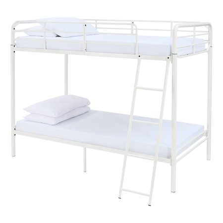 YourZone Twin Metal Frame Bunk Bed with Ladder, White ...