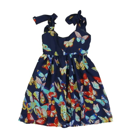 

Pre-owned Unknown Brand Girls Navy Butterflies Dress size: 3T