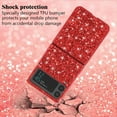 thumbnail image 4 of Compatible with Samsung Z Flip 3 Case, Glitter Sparkly Samsung Galaxy Z Flip 3 Phone Case with Slim Silicone Shockproof Protective Bumper Cover for Cute Girls Women (Red), 4 of 14
