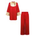 thumbnail image 3 of Miutii Kids Boys 2 Piece Worship Praise Dance Outfit Long Sleeve Metallic Pullover Top with Liturgical Pants Set Red 16, 3 of 7