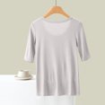 thumbnail image 4 of MIUOWANP Women's Short Sleeve T-Shirt Loose Fit Solid Color Breathable Round Neck Home Clothes of Women Size XXL(12)Gray, 4 of 6