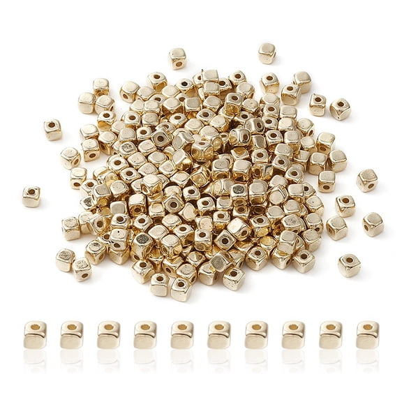 1set CCB Plastic Spacer Beads Cube Light golden 3.5x3.5x3.5mm Hole: 1.4mm