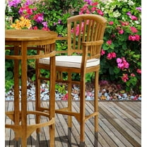 Teak Wood Orleans Outdoor Patio Barstool With Arms