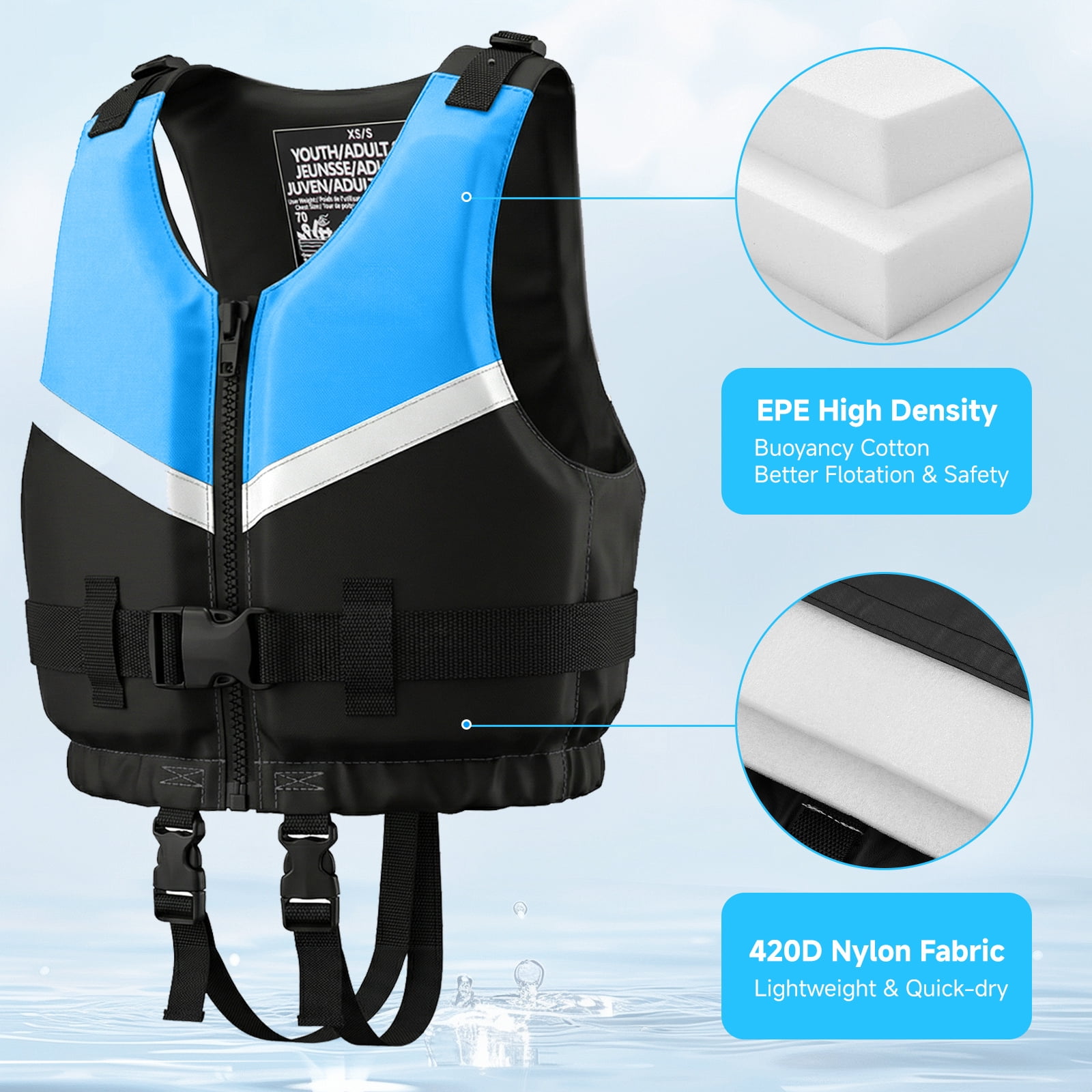 Kids Swim Vest Life Jacket Youth,Adjustable Flotation Buoyancy Swimsuit Trainer Vests,Swimming Aid Jacket for Boys Girls,Fit for 50-125 lbs