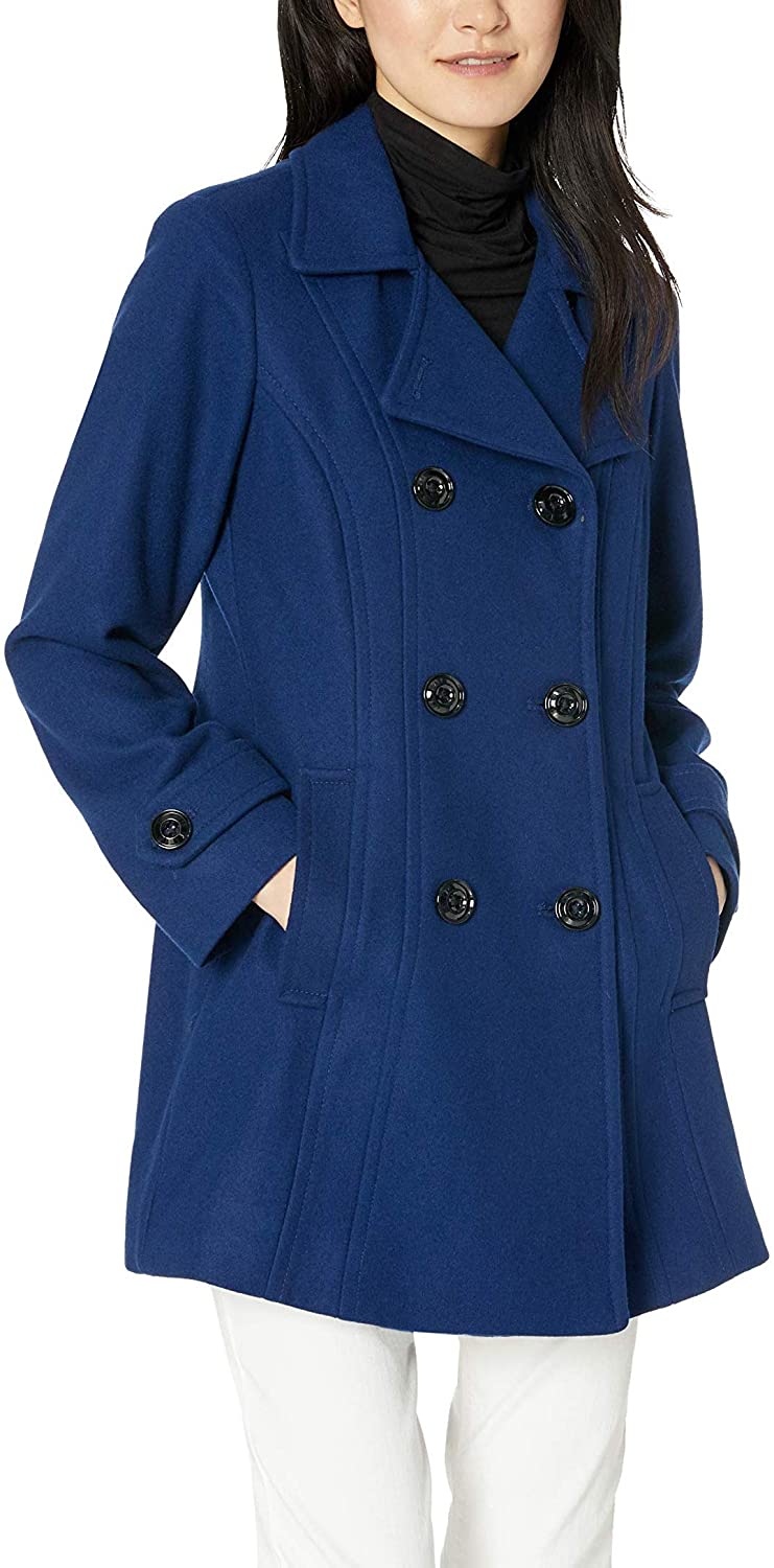 calvin klein single breasted coat blue