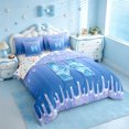 thumbnail image 2 of meiyoeat Ice Sequin Print Monogram 7 Pieces Full Size Bedding Sets,Blue Bow Initial Aesthetic Full Size Bed in a Bag For Girl,Colorful Stars Reversible, 2 of 7