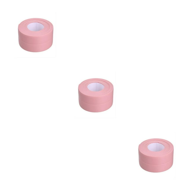 bedienty Sealing Strips Waterproof PVC Mildew-Proof Wall Sticker Strong Smooth Self Adhesive Tape Shower Countertop Restaurant 3.2m*3.8cm Pink 3Set