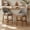 Khaki, variant on Set of 2 Chenille Upholstered Bar Stools in Neutral Green 26 Inch Counter Height Chairs with Solid Wood Legs