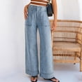 thumbnail image 4 of Qiyinn Women's Casual Wide Leg Pants Drawstring Elastic Waist Dress Palazzo Long Pants, 4 of 8