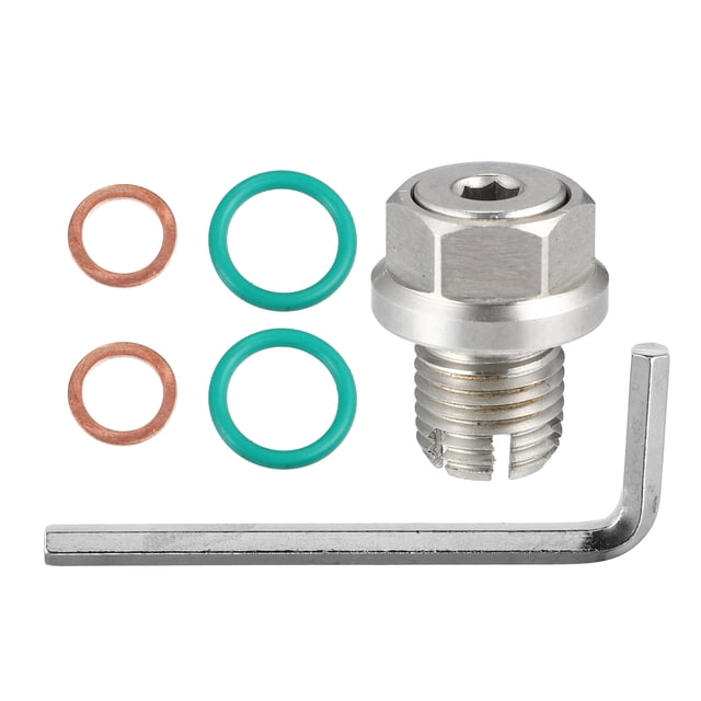 Unique Bargains 1 Ensemble Bouchon de Drains d'Huile Oversize à Piggyback en Acier Inoxydable à Taraudage Automatique Kit de Réparation de Filetage de Plateau à Huile pour Voiture Motocyclette Ton Argent M14.1-1.5 x 15mm
